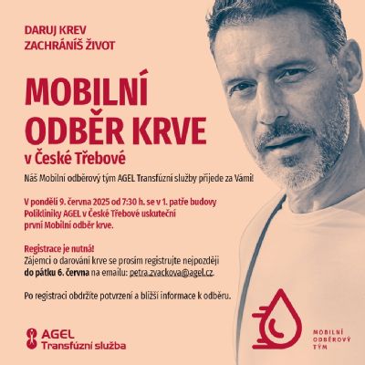 Mobilní odběr krve v České Třebové